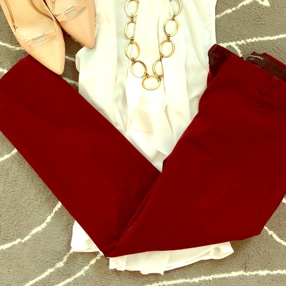 4P BR Sloan fit burgundy red stretch ankle pant